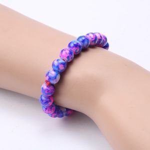 Blue & Pink Amethyst Opal Crystal Beaded Bracelet